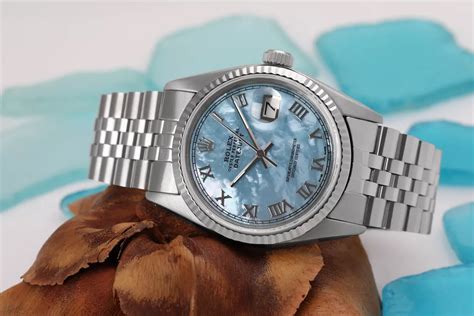 rolex with baby blue face|rolex stainless steel blue face.